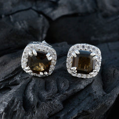 Josephine Brown Stud Earrings with Sparkling Detail