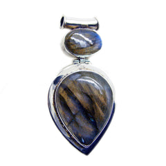 Bruna Grey Pendant - Chic Silver Stone Necklace Labradorite Grey Grey
