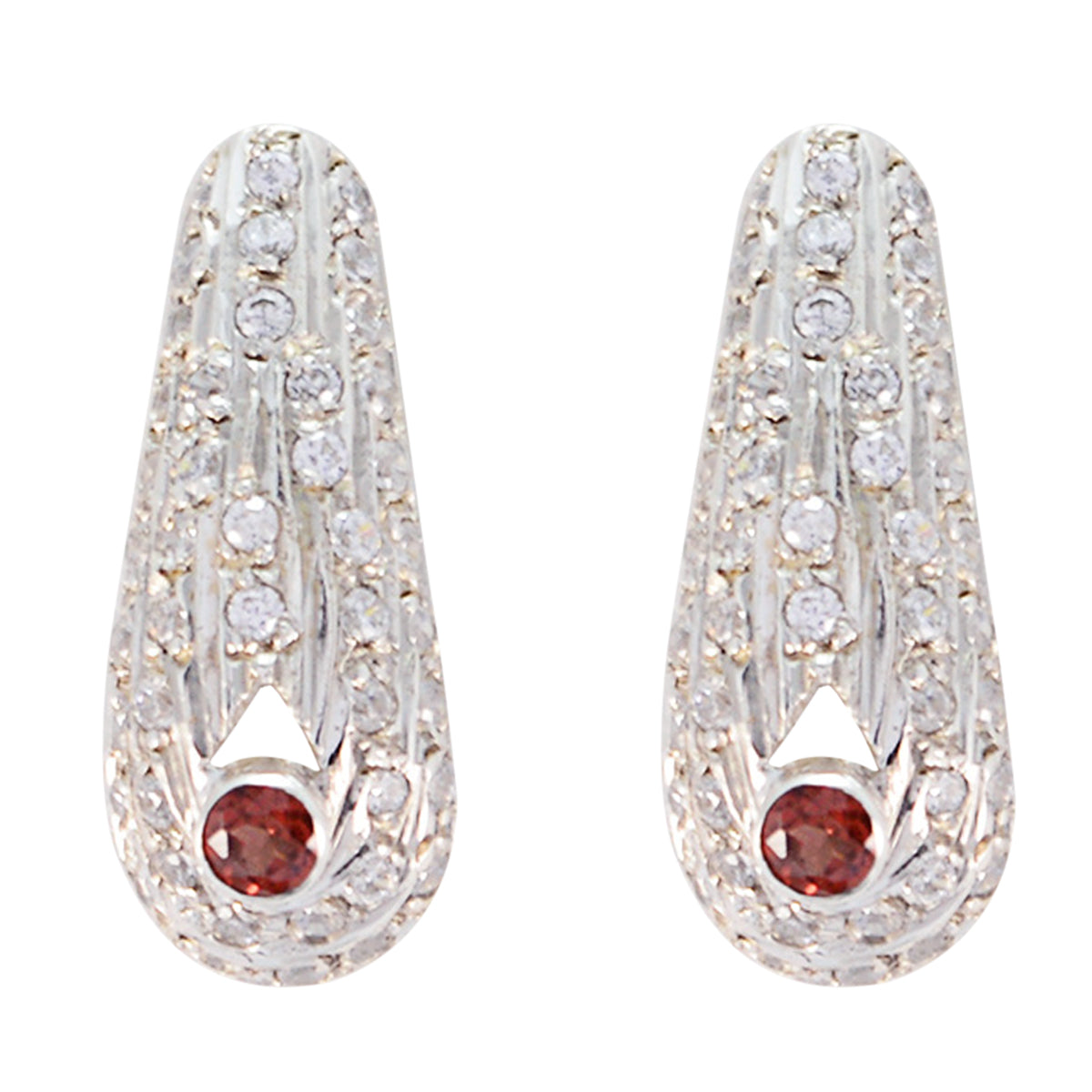 Bruna Red Stud Earrings for Everyday Glam Garnet Red Stud