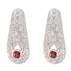 Bruna Red Stud Earrings for Everyday Glam Garnet Red Stud