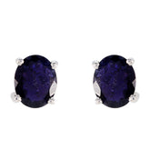 Camila Blue Solitaire Earrings for Everyday Glam Iolite Blue Stud