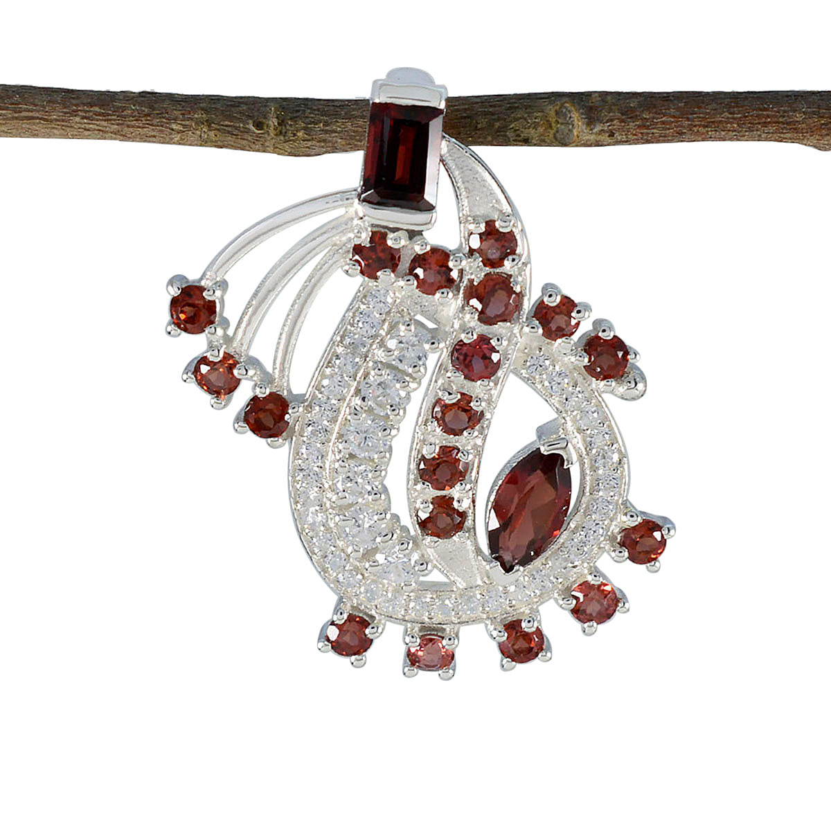 Camilla Red Love Pendant with Sparkling Gemstones Garnet Red Red