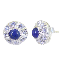 Carla Blue Stud Earrings for Glam Everyday Wear Lapis Lazuli Blue Stud