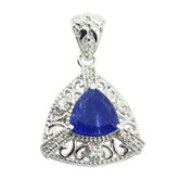 Carolina Blue Pendant with Elegant Silver Design Indian Blue Sapphire Blue Blue