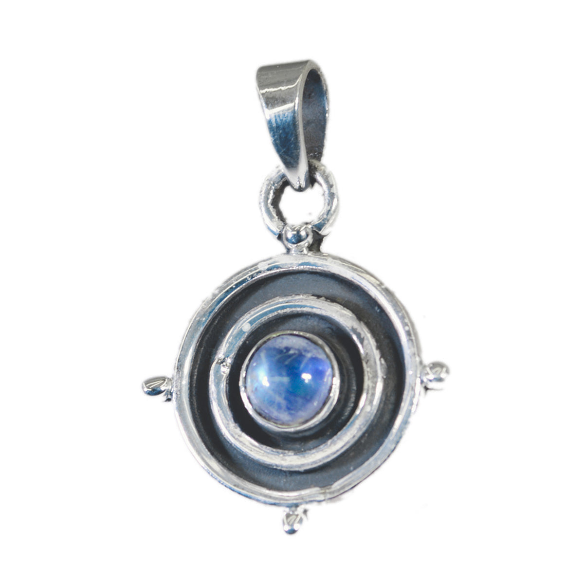 Carolina White Pendant Sterling Silver Gemstone Charm Rainbow Moonstone White White