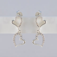 Carolina White Stud Earrings with Heart Design