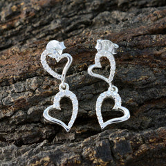 Carolina White Stud Earrings with Heart Design
