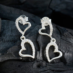 Carolina White Stud Earrings with Heart Design