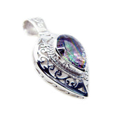 Cecilia Multicolor Pendant with Intricate Silver Design Mystic Quartz multicolor Multicolor
