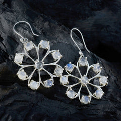 Cecilia White Dangle Earrings with Gemstone Detail