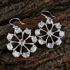 Cecilia White Dangle Earrings with Gemstone Detail