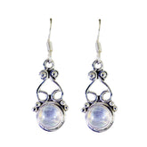 Cecilia White Dangle Earrings with Elegant Design Rainbow Moonstone White Dangle