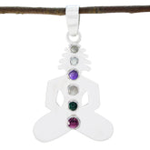Isadora Chakra Pendant Jewelry - Silver Meditation Charm Multi Stone multicolor Multicolor