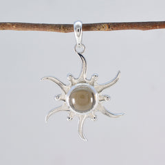 Charlotte Brown Pendant Silver Sunburst Design