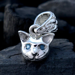 Chloe Blue Cat Pendant - Stylish Silver Cat Jewelry