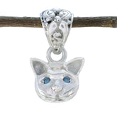 Chloe Blue Cat Pendant - Stylish Silver Cat Jewelry Blue Topaz Blue Blue