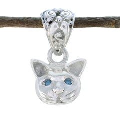 Chloe Blue Cat Pendant - Stylish Silver Cat Jewelry Blue Topaz Blue Blue