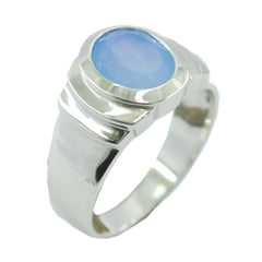 Chloe Blue Solitaire Ring - Stunning Gemstone Design Blue Chalcedony Blue