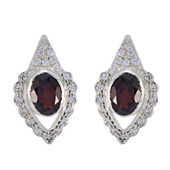 Chloe Red Stud Earrings for Glamorous Style Garnet Red Stud