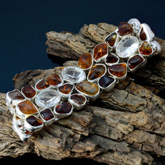 Natalie Chunky Brown Bracelet with Gemstone Accents
