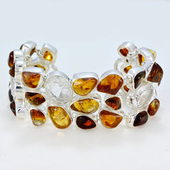 Natalie Chunky Brown Bracelet with Gemstone Accents