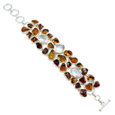 Natalie Chunky Brown Bracelet with Gemstone Accents Amber Brown