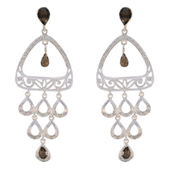 Maria Chunky Dangle Earrings for Glamorous Looks Smoky Quartz Brown Dangle