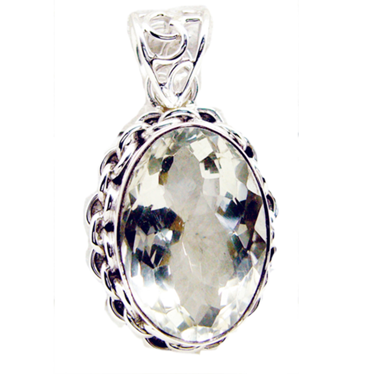 Sophia Chunky Gemstone Pendant in Silver Setting Green Amethyst Light Green Light Green
