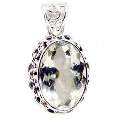 Sophia Chunky Gemstone Pendant in Silver Setting Green Amethyst Light Green Light Green