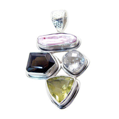 Claire Chunky Pendant Jewelry with Colorful Gemstones Mother of Pearl White White