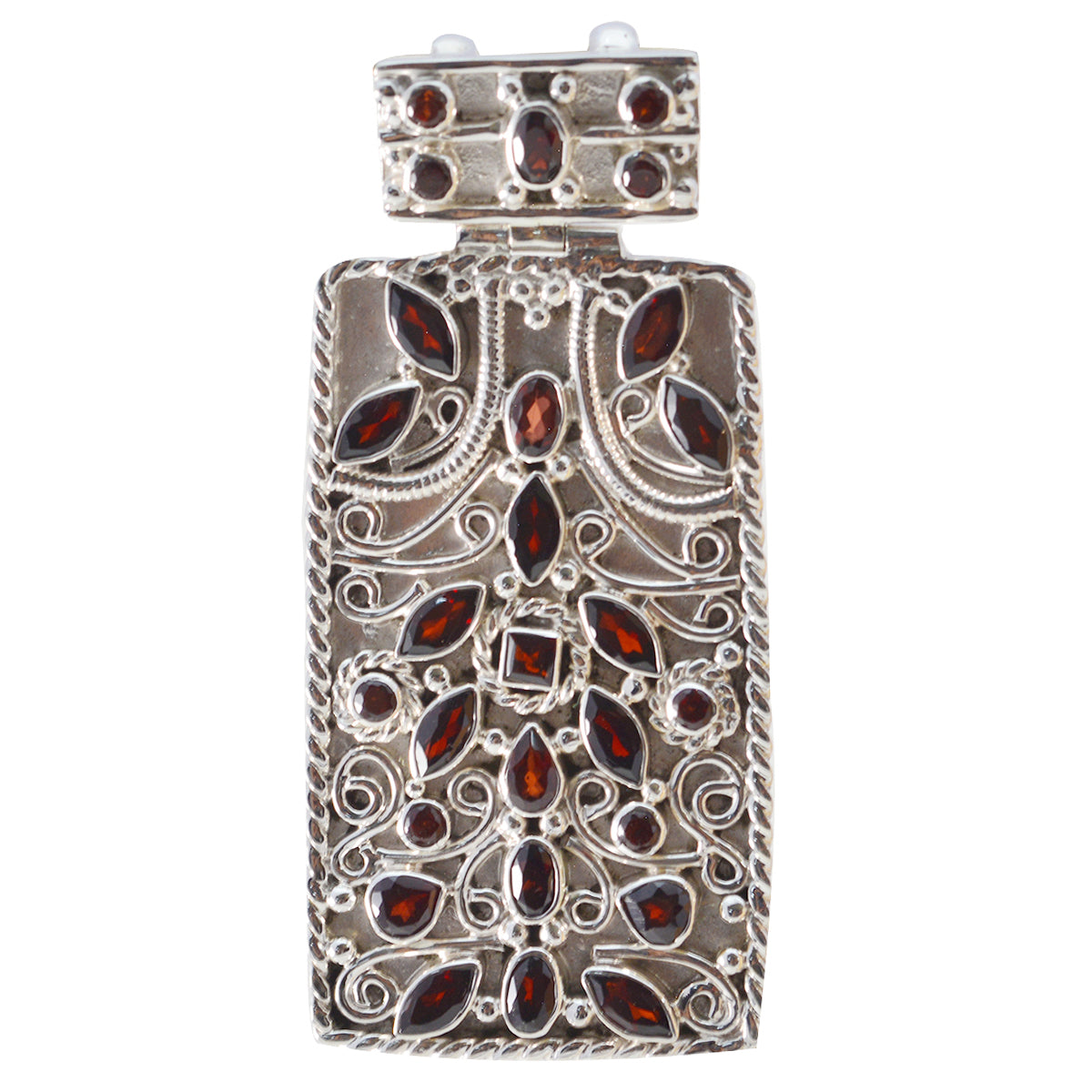 Ida Chunky Pendant Necklace India - Statement Jewelry Garnet Red Red