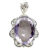 Marie Chunky Pendant Necklace with Amethyst Gemstone Amethyst Purple Purple