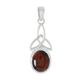 Renata Claddagh Silver Necklace with Garnet Pendant Tiger Eye Brown Brown