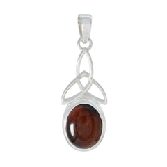 Renata Claddagh Silver Necklace with Garnet Pendant Tiger Eye Brown Brown