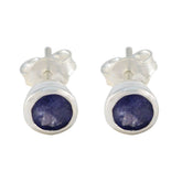 Claire Blue Solitaire Earrings - Stylish Everyday Jewelry Iolite Blue Stud