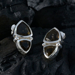 Claire Brown Stud Earrings with Gemstone Elegance