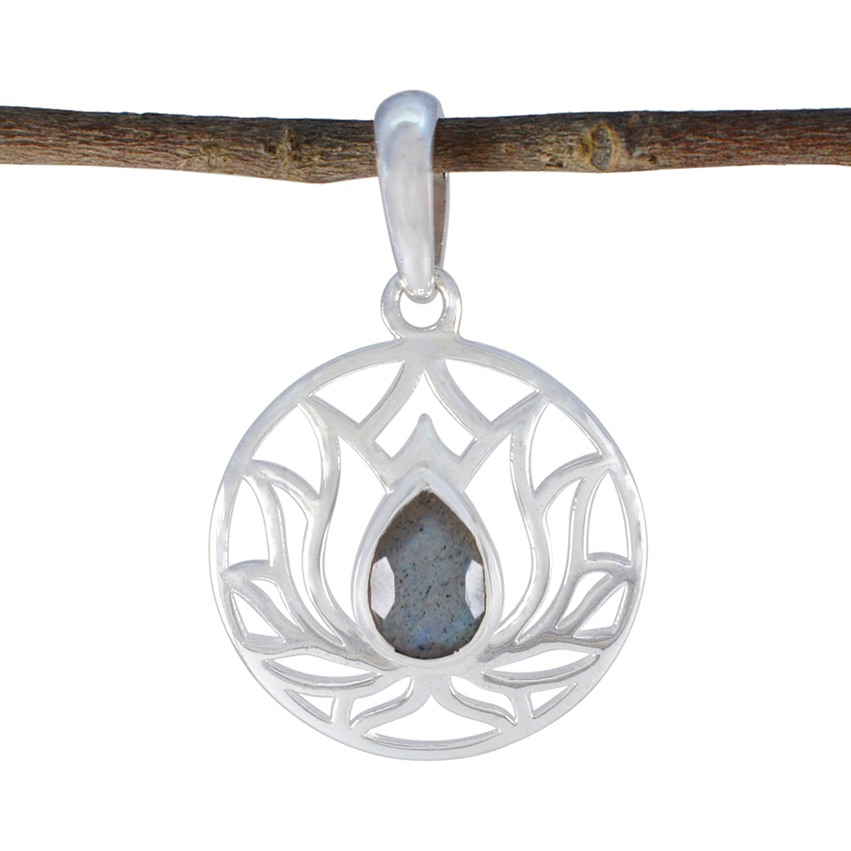 Claire Grey Pendant Necklace - Elegant Gemstone Design Labradorite Grey Grey