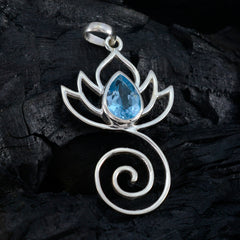 Clara Blue Pendant – Elegant Lotus Design in Silver