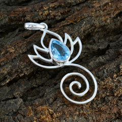 Clara Blue Pendant – Elegant Lotus Design in Silver