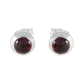 Clara Red Solitaire Stud Earrings for Everyday Glam Garnet Red Stud