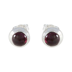 Clara Red Solitaire Stud Earrings for Everyday Glam Garnet Red Stud