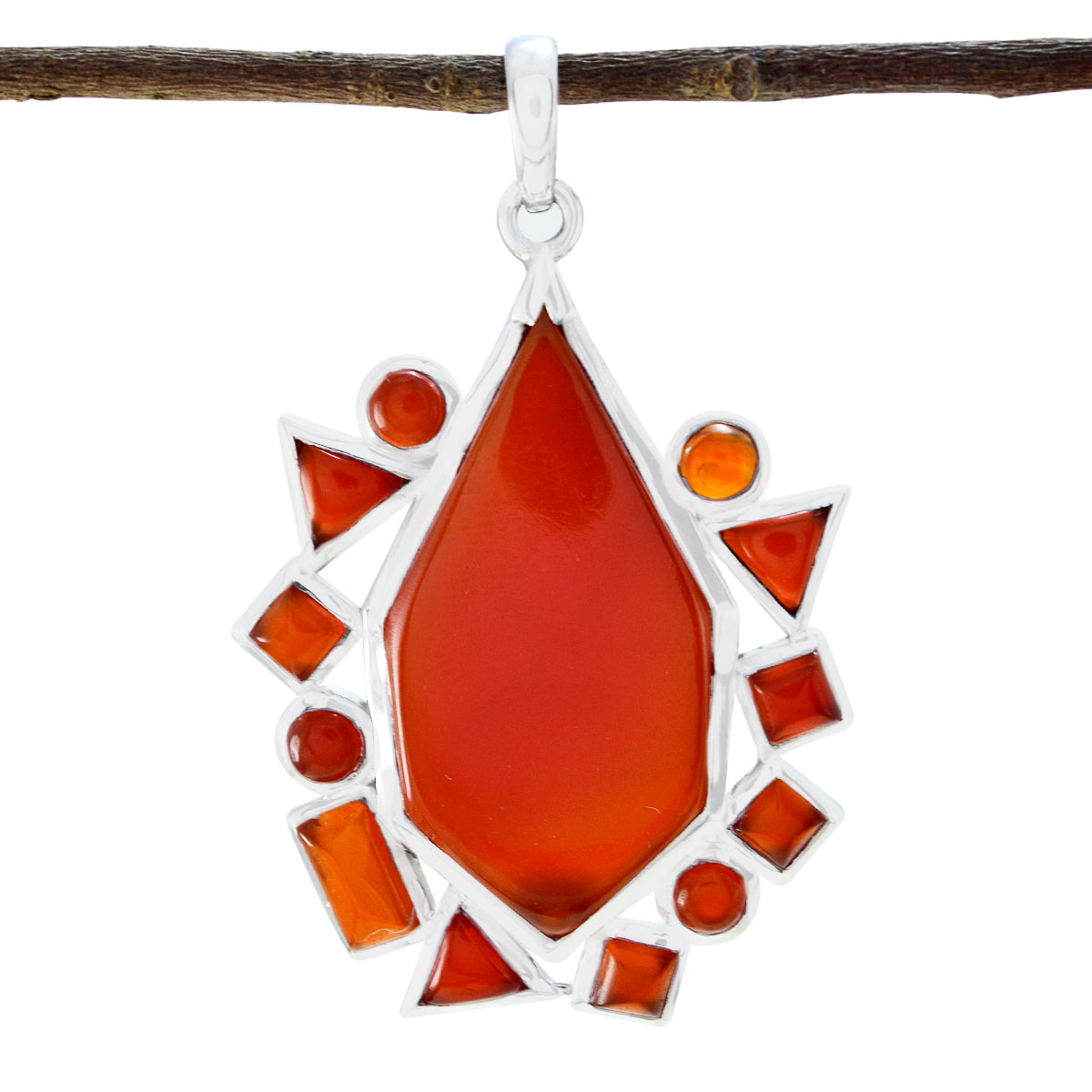 Clara Red Glamorous Statement Pendant Red onyx Red Red