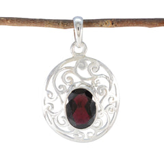 Emily Classic Gemstone Pendant in Silver Design Garnet Red Red