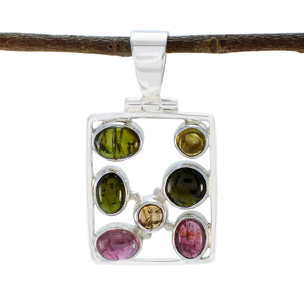 Violet Colorful Classic Pendant Jewelry with Gemstones Tourmaline multicolor Multicolor