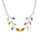 Zoe Colorful Gemstone Necklace with Silver Chain Multi Stone multicolor Multicolor