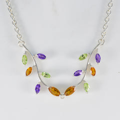 Zoe Colorful Gemstone Necklace with Silver Chain