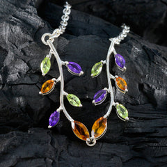 Zoe Colorful Gemstone Necklace with Silver Chain