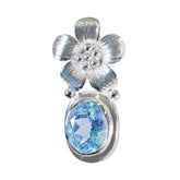 Amanda Colorful Gemstone Pendant with Floral Design Blue Topaz Blue Blue