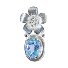 Amanda Colorful Gemstone Pendant with Floral Design Blue Topaz Blue Blue
