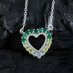 Zoe Colorful Heart Pendant Necklace - Gemstone Jewelry